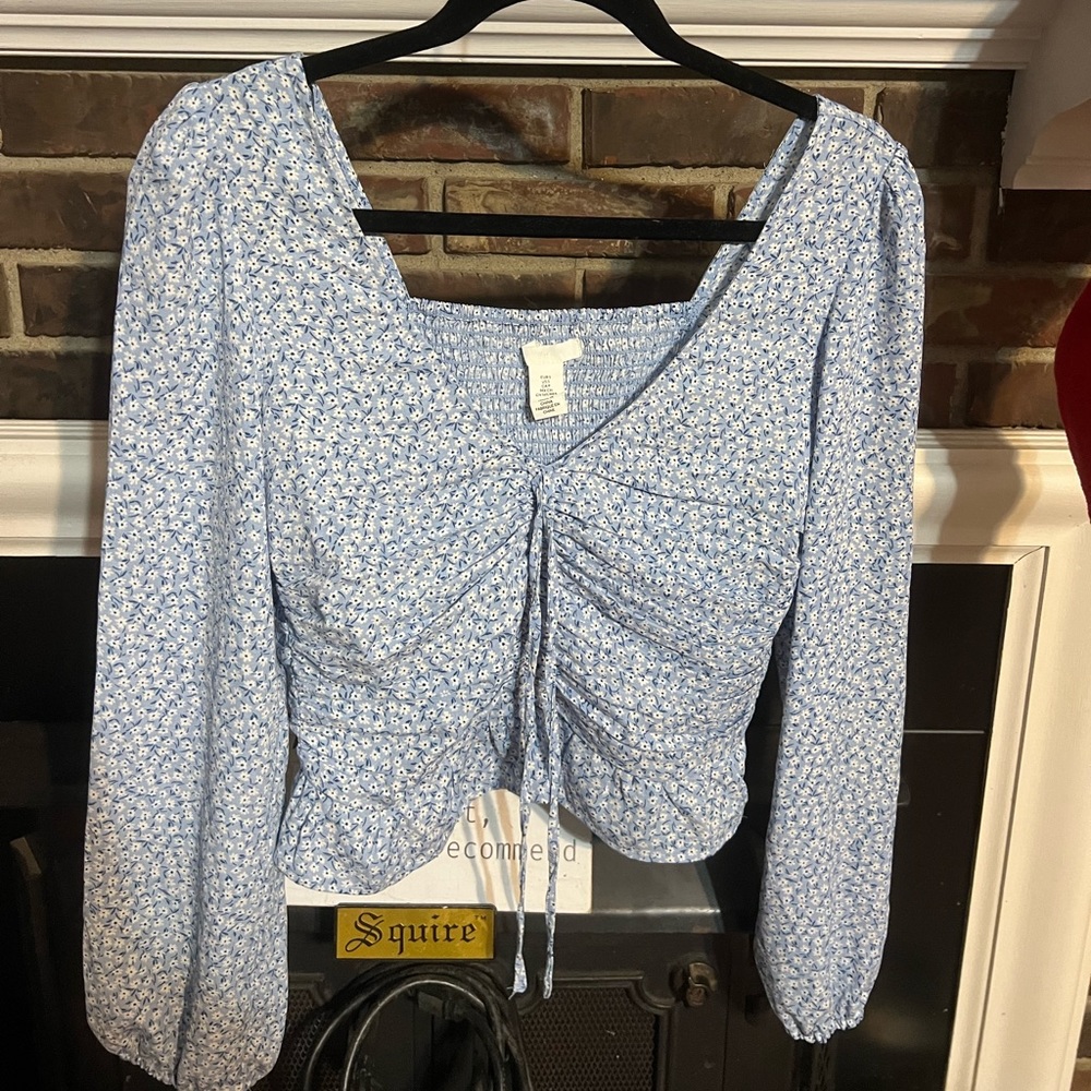 Blue Floral Crop Top